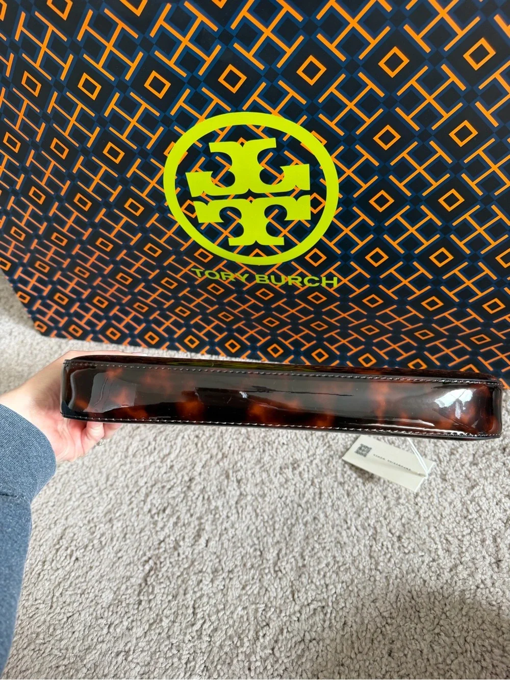 Tory Burch Emerson Tortoise Patent Shoulder Bag